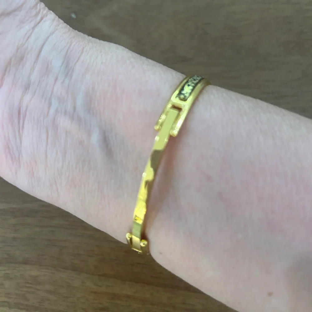 Damascene Toledo Gold Tone Bracelet and Ring Set - Picture 4 of 5